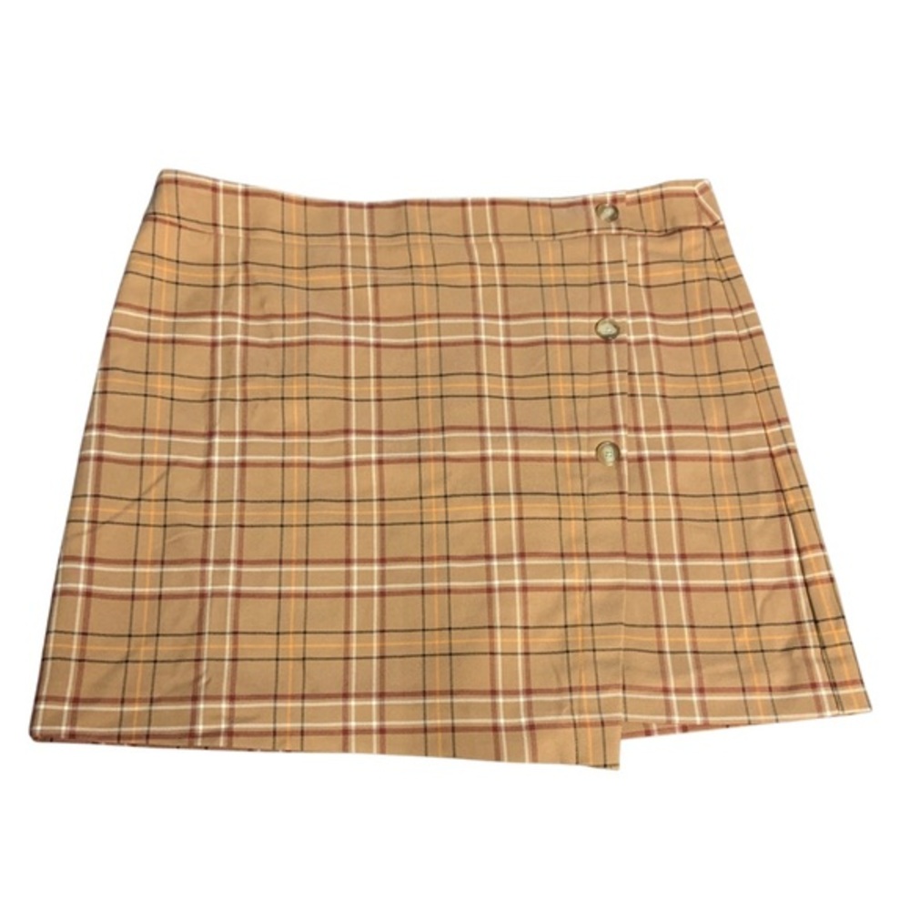 LOFT Asymmetrical Plaid Mini Skirt